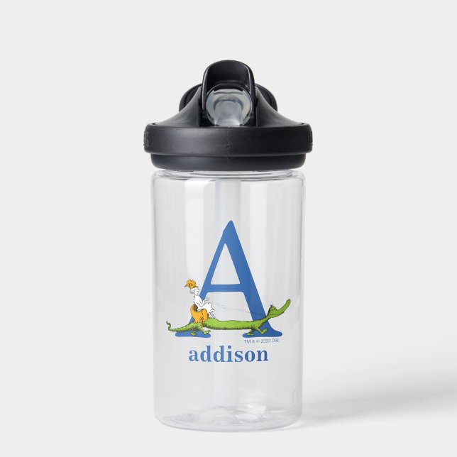 Dr. Seuss's ABC: Letter A - White | Add Your Name Water Bottle (Front)