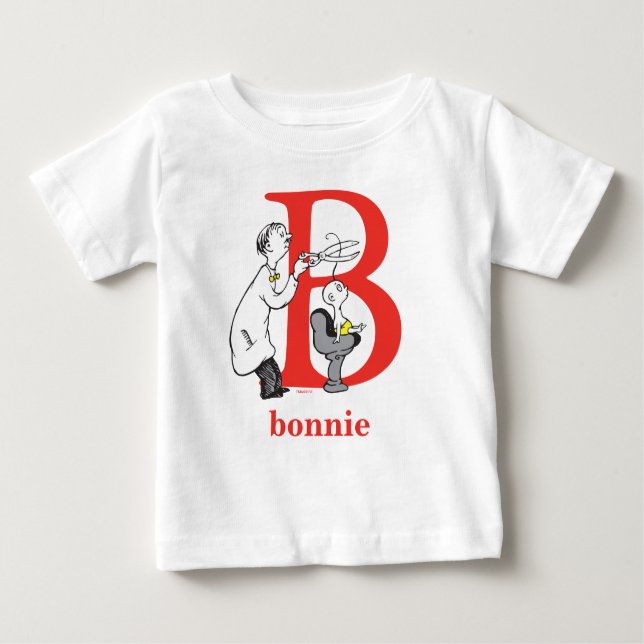 Dr. Seuss's ABC: Letter B - Red | Add Your Name Baby T-Shirt (Front)