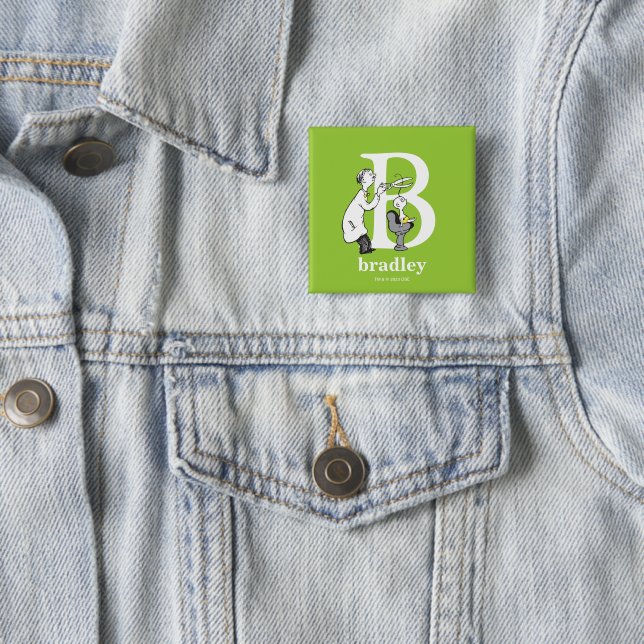 Dr. Seuss's ABC: Letter B - White | Add Your Name 15 Cm Square Badge (In Situ)