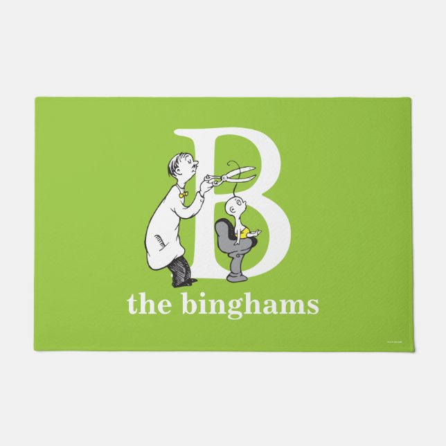 Dr. Seuss's ABC: Letter B - White | Add Your Name Doormat (Front)