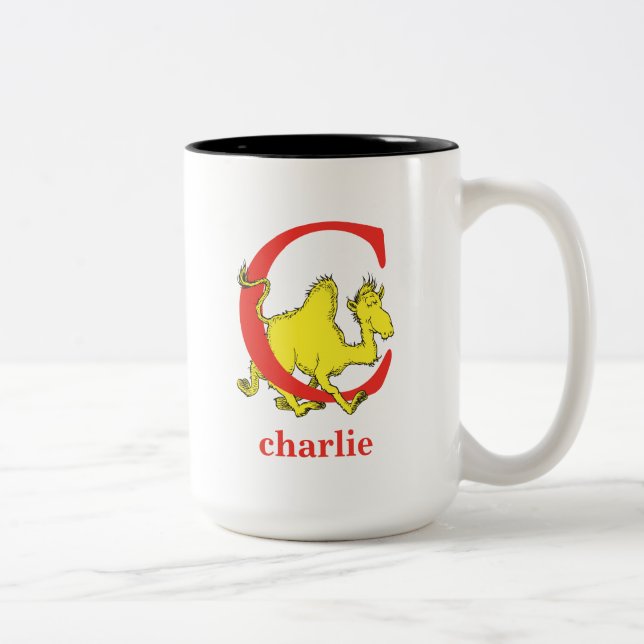 Dr. Seuss's ABC: Letter C - Red | Add Your Name Two-Tone Coffee Mug (Right)
