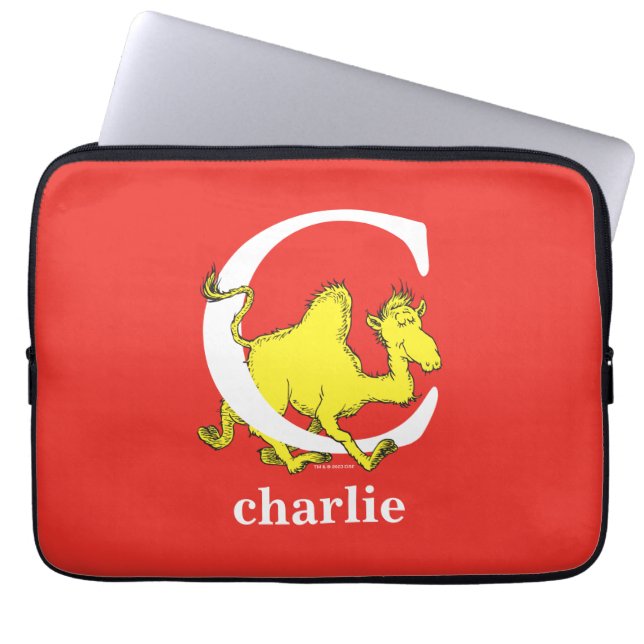 Dr. Seuss's ABC: Letter C - White | Add Your Name Laptop Sleeve (Front)