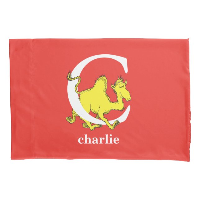 Dr. Seuss's ABC: Letter C - White | Add Your Name Pillowcase (Front)