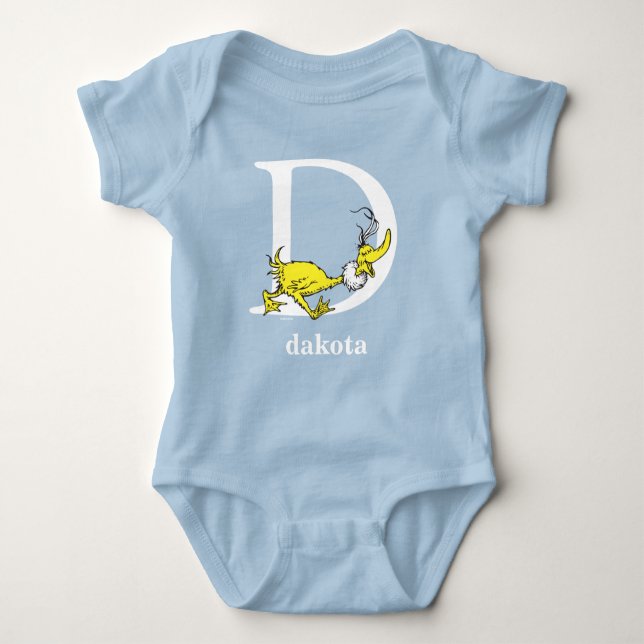 Dr. Seuss's ABC: Letter D - White | Add Your Name Baby Bodysuit (Front)