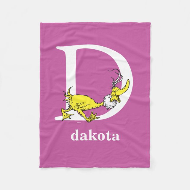 Dr. Seuss's ABC: Letter D - White | Add Your Name Fleece Blanket (Front)