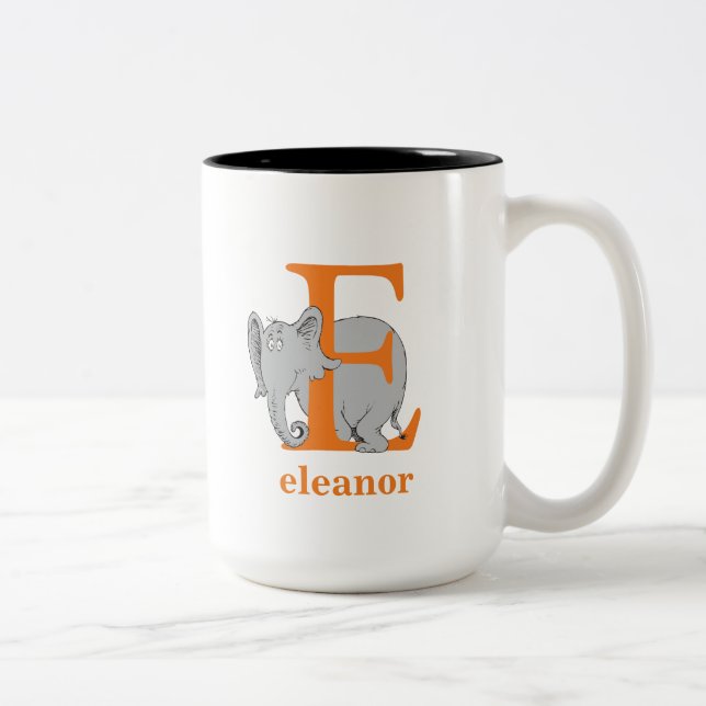 Dr. Seuss's ABC: Letter E - Orange | Add Your Name Two-Tone Coffee Mug (Right)