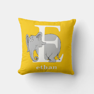 Dr. Seuss's ABC: Letter E - White Add Your Name Cushion