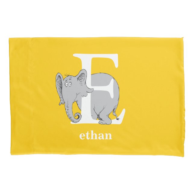 Dr. Seuss's ABC: Letter E - White | Add Your Name Pillowcase (Front)