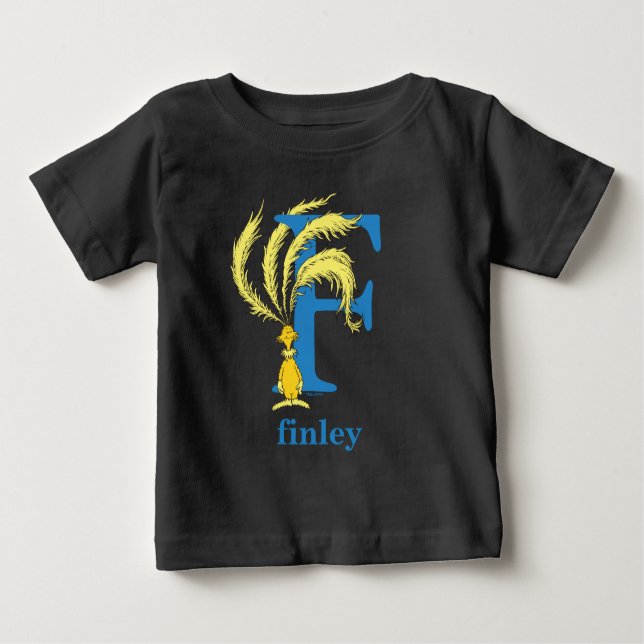 Dr. Seuss's ABC: Letter F - Blue | Add Your Name Baby T-Shirt (Front)
