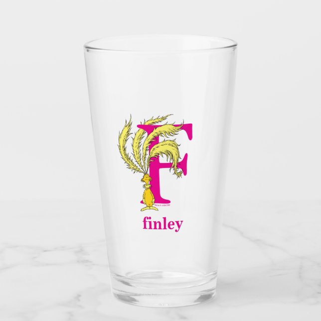 Dr. Seuss's ABC: Letter F - Pink | Add Your Name Glass (Front)