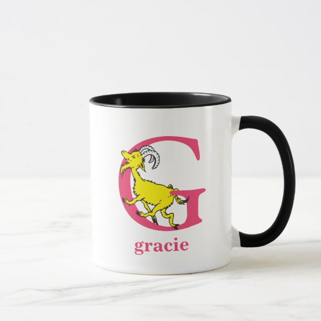 Dr. Seuss's ABC: Letter G - Pink | Add Your Name Mug (Right)