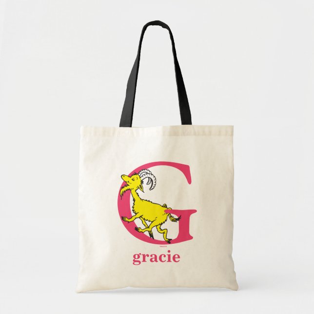 Dr. Seuss's ABC: Letter G - Pink | Add Your Name Tote Bag (Front)