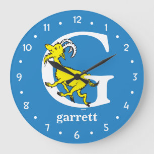 Dr. Seuss's ABC: Letter G - White Add Your Name Large Clock