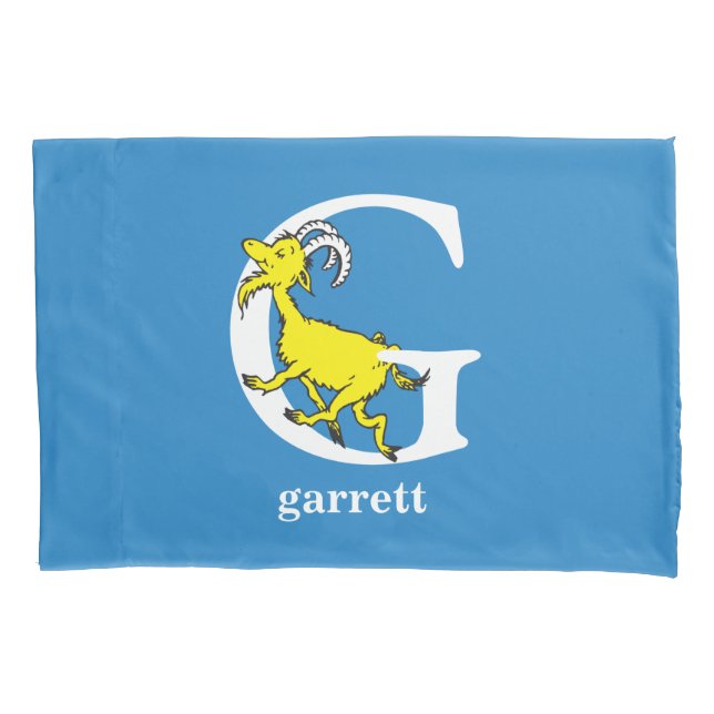 Dr. Seuss's ABC: Letter G - White | Add Your Name Pillowcase (Front)