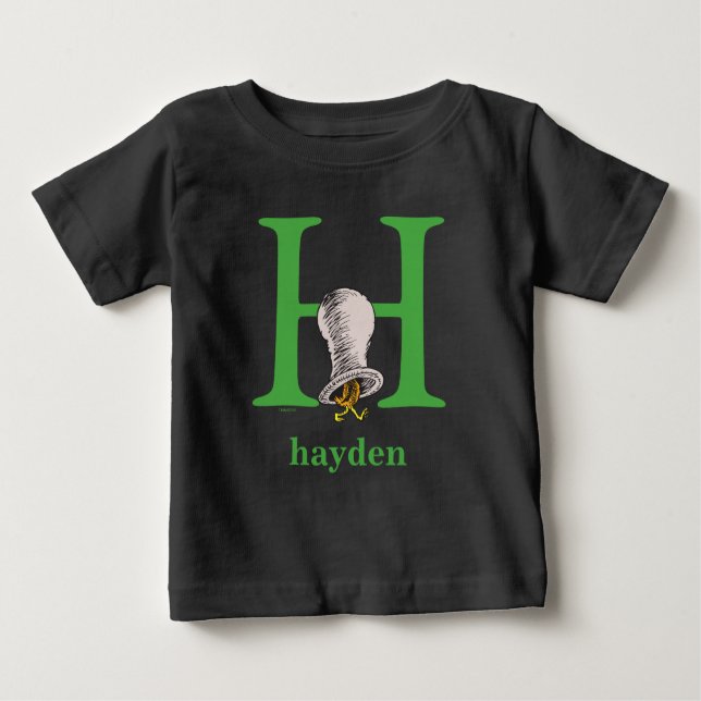 Dr. Seuss's ABC: Letter H - Green | Add Your Name Baby T-Shirt (Front)