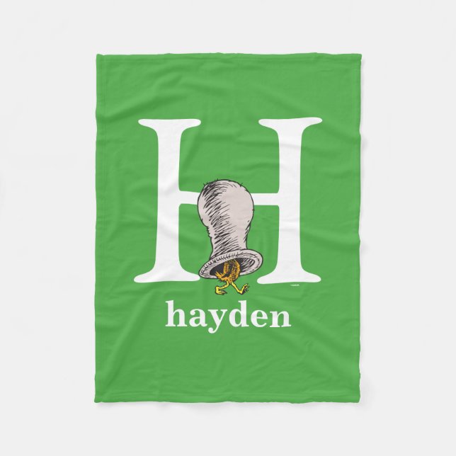 Dr. Seuss's ABC: Letter H - White | Add Your Name Fleece Blanket (Front)