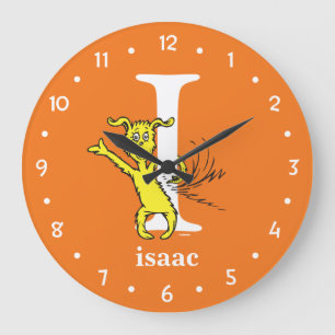 Dr. Seuss's ABC: Letter I - White Add Your Name Large Clock