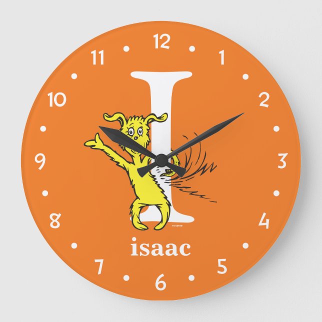 Dr. Seuss's ABC: Letter I - White | Add Your Name Large Clock (Front)
