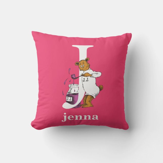Dr. Seuss's ABC: Letter J - White | Add Your Name Cushion (Front)