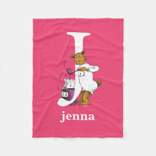 Dr. Seuss's ABC: Letter J - White   Add Your Name Fleece Blanket