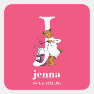 Dr. Seuss's ABC: Letter J - White   Add Your Name Square Sticker