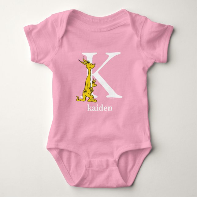Dr. Seuss's ABC: Letter K - White | Add Your Name Baby Bodysuit (Front)