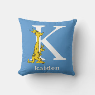 Dr. Seuss's ABC: Letter K - White Add Your Name Cushion