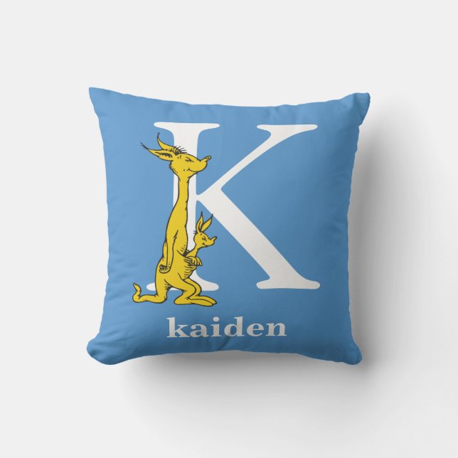 Dr. Seuss's ABC: Letter K - White | Add Your Name Cushion (Front)