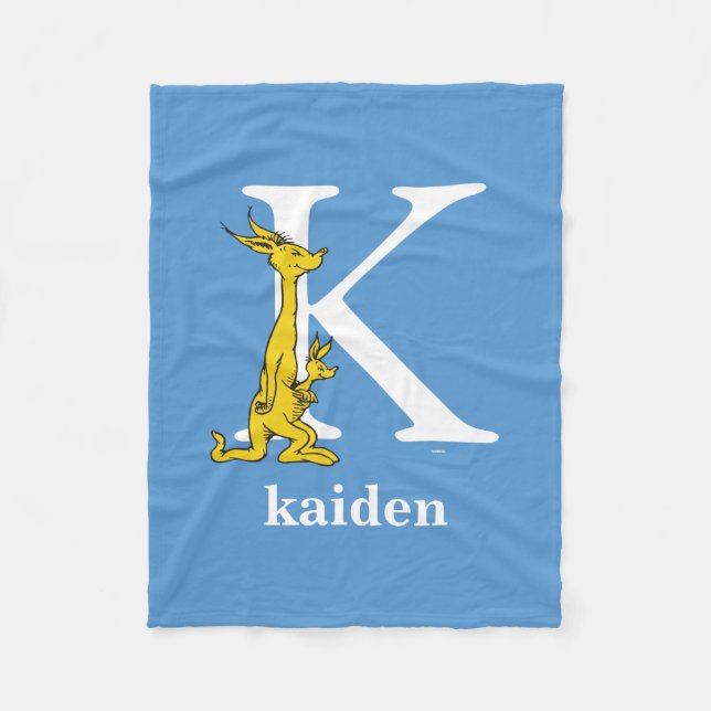 Dr. Seuss's ABC: Letter K - White | Add Your Name Fleece Blanket (Front)