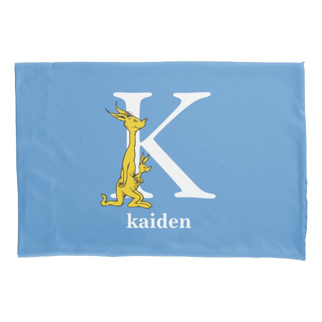 Dr. Seuss's ABC: Letter K - White | Add Your Name Pillowcase (Front)
