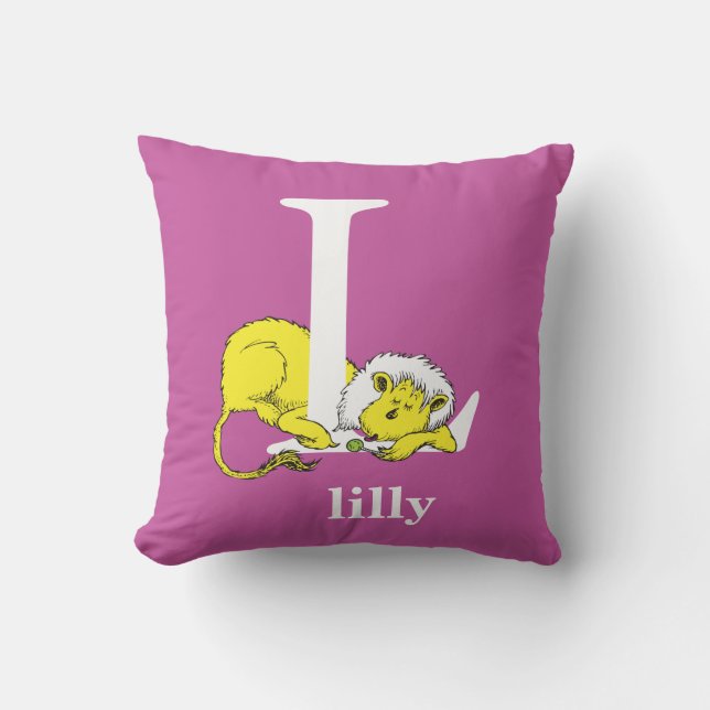 Dr. Seuss's ABC: Letter L - White | Add Your Name Cushion (Front)