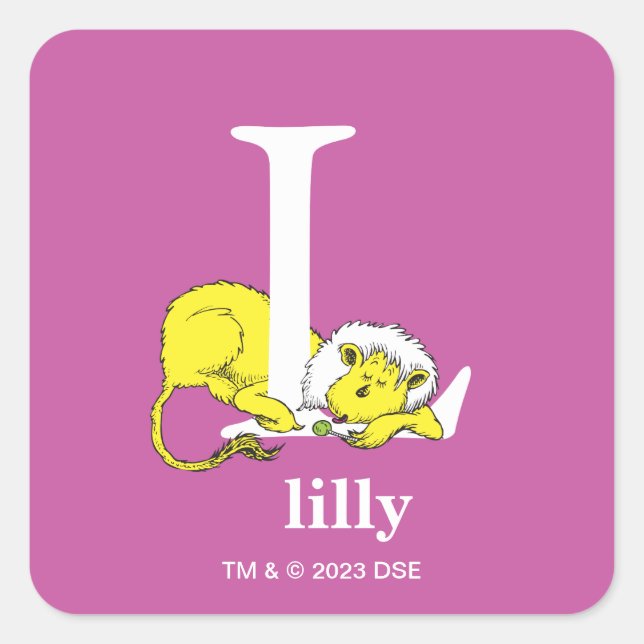 Dr. Seuss's ABC: Letter L - White | Add Your Name Square Sticker (Front)