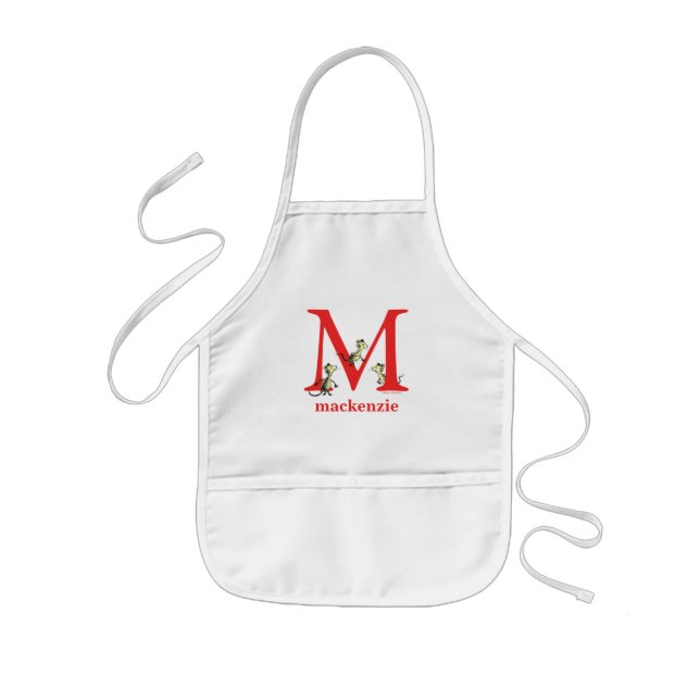 Dr. Seuss's ABC: Letter M - White | Add Your Name Kids Apron (Front)