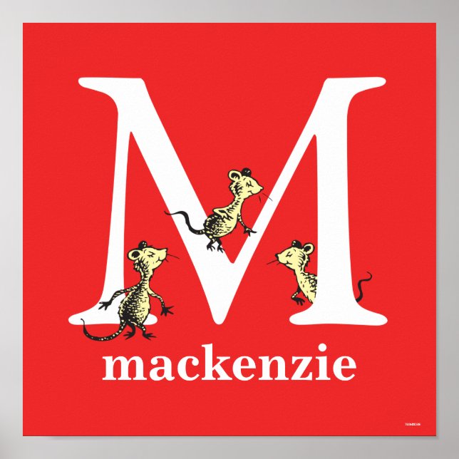 Dr. Seuss's ABC: Letter M - White | Add Your Name Poster (Front)