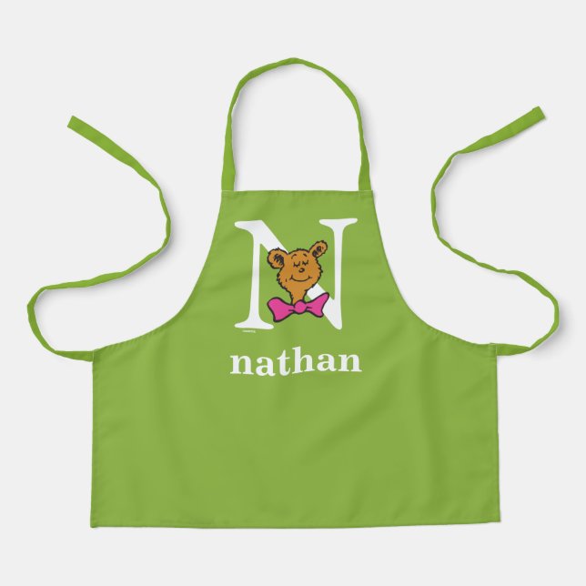 Dr. Seuss's ABC: Letter N - White | Add Your Name Apron (Front)