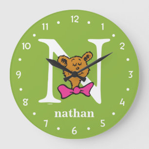 Dr. Seuss's ABC: Letter N - White   Add Your Name Large Clock