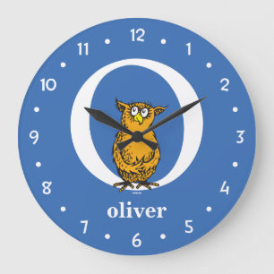 Dr. Seuss's ABC: Letter O - White Add Your Name Large Clock