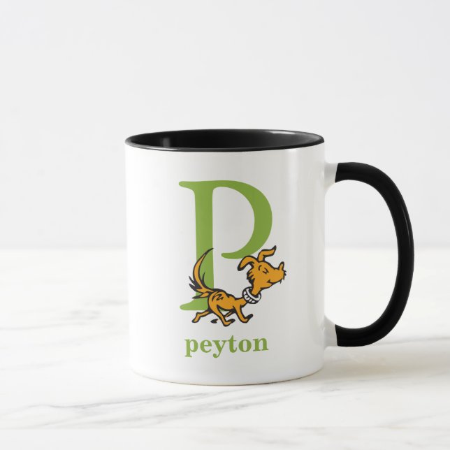 Dr. Seuss's ABC: Letter P - Green | Add Your Name Mug (Right)