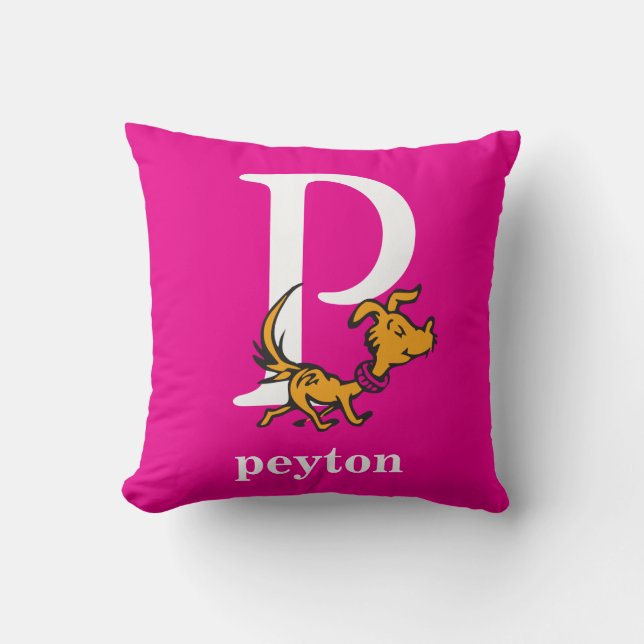 Dr. Seuss's ABC: Letter P - White | Add Your Name Cushion (Front)