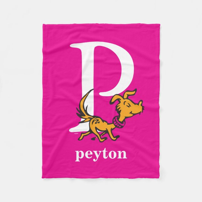 Dr. Seuss's ABC: Letter P - White | Add Your Name Fleece Blanket (Front)