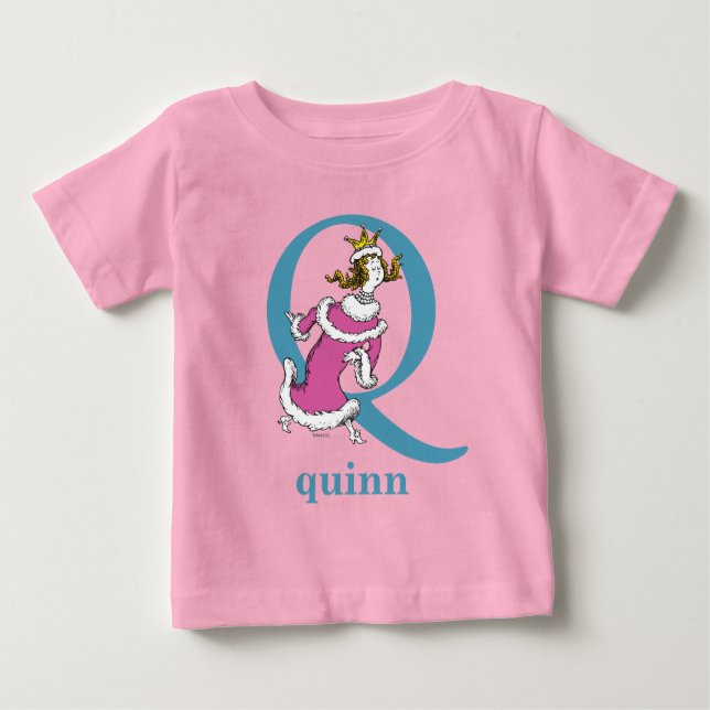 Dr. Seuss's ABC: Letter Q - Blue | Add Your Name Baby T-Shirt (Front)