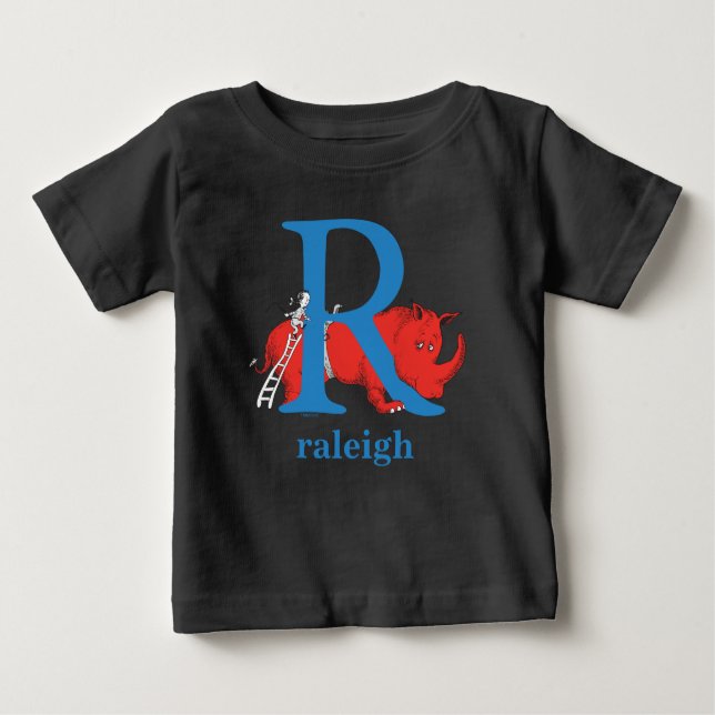Dr. Seuss's ABC: Letter R - Blue | Add Your Name Baby T-Shirt (Front)