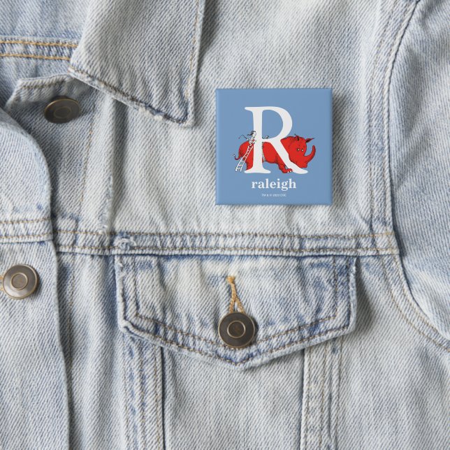 Dr. Seuss's ABC: Letter R - White | Add Your Name 15 Cm Square Badge (In Situ)