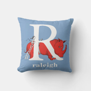 Dr. Seuss's ABC: Letter R - White Add Your Name Cushion