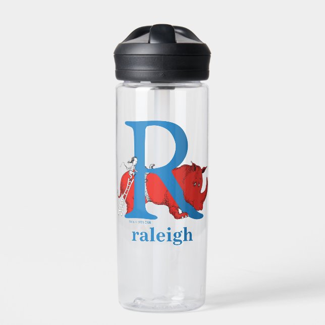 Dr. Seuss's ABC: Letter R - White | Add Your Name Water Bottle (Front)