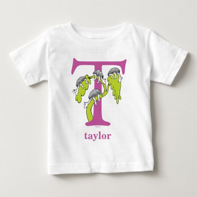 Dr. Seuss's ABC: Letter T - Purple | Add Your Name Baby T-Shirt (Front)