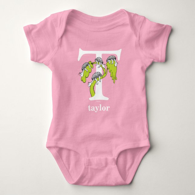 Dr. Seuss's ABC: Letter T - White | Add Your Name Baby Bodysuit (Front)