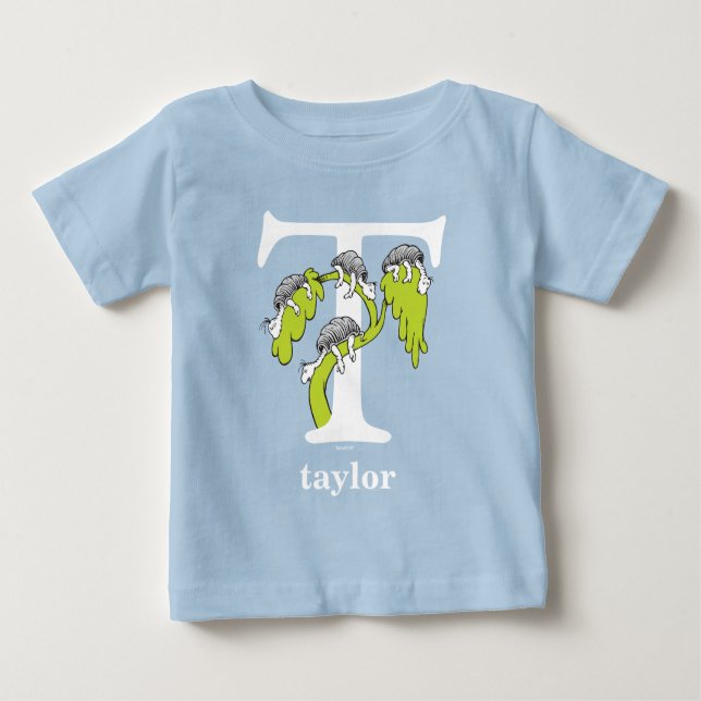 Dr. Seuss's ABC: Letter T - White | Add Your Name Baby T-Shirt (Front)