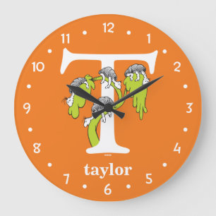 Dr. Seuss's ABC: Letter T - White Add Your Name Large Clock