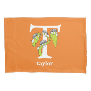 Dr. Seuss's ABC: Letter T - White   Add Your Name Pillowcase